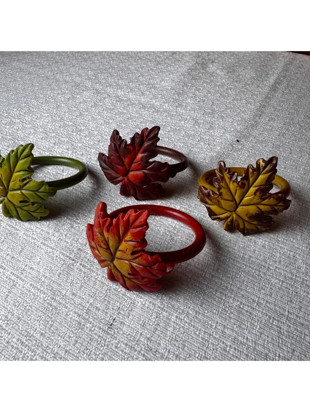 Vintage Napa Plum Maple Leaf Napkin Rings Set Of 4 Autumn Thanksgiving Table